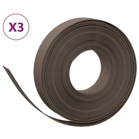 Tuinranden 3 st 10 m 10 cm polyetheen bruin 2