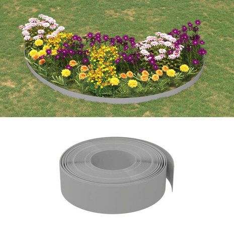 Tuinranden 2 st 10 m 15 cm polyetheen grijs 1