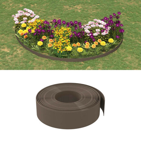 Tuinranden 4 st 10 m 15 cm polyetheen bruin 1