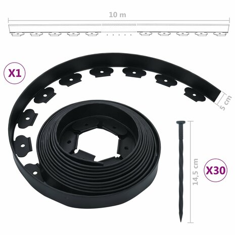 Gazonrand flexibel met 30 pinnen 10 m 5 cm 7