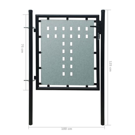 Poort enkel 100x125 cm zwart 5