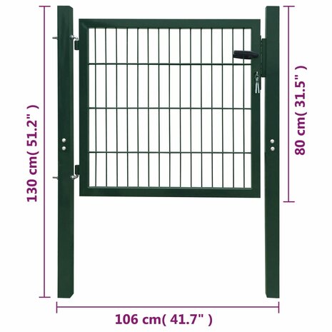 Poort dubbelstaafmat (enkel) 106x130 cm groen 6