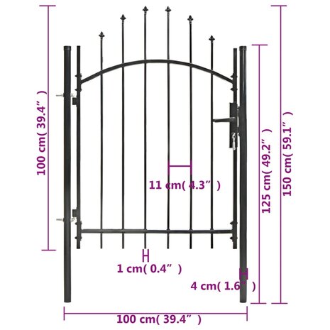 Poort 1x1,5 m staal zwart 5