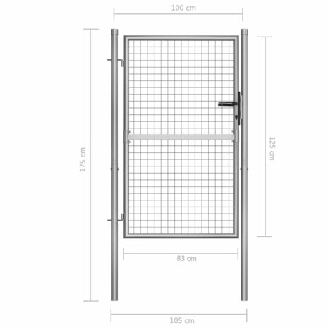 Poort 105x175 cm gegalvaniseerd staal zilverkleurig 5