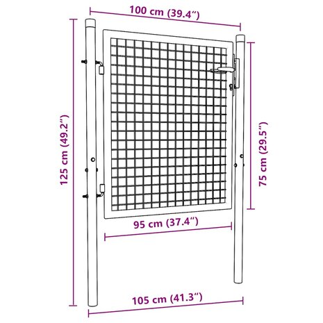 Gaaspoort 100x125 cm gegalvaniseerd staal grijs 7
