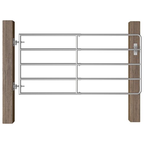Poort met 5 stangen (95-170)x90 cm staal zilverkleurig 1