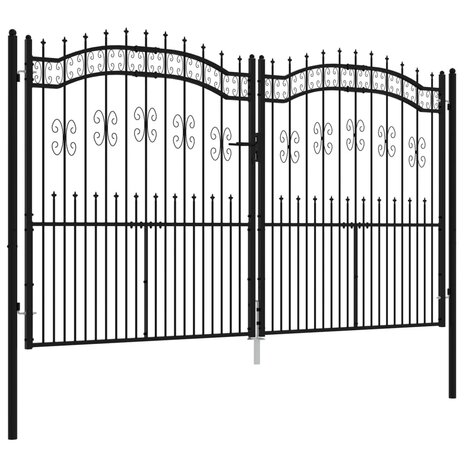 Poort met spijlpunten 305x223 cm gepoedercoat staal zwart 3