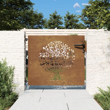 Poort 85x75 cm boomontwerp cortenstaal 1