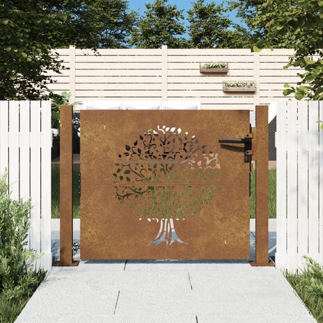 Poort 105x80 cm boomontwerp cortenstaal 1