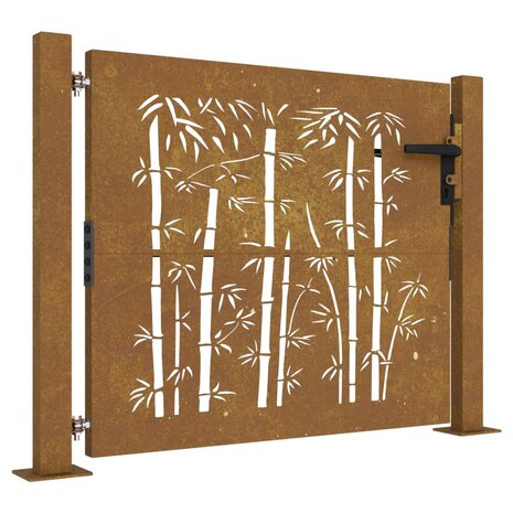 Poort 105x80 cm bamboe-ontwerp cortenstaal 2