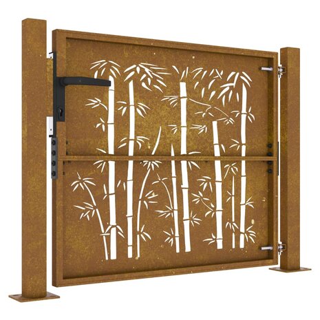 Poort 105x80 cm bamboe-ontwerp cortenstaal 6