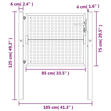 Poort 105x125 cm staal antracietkleurig 6