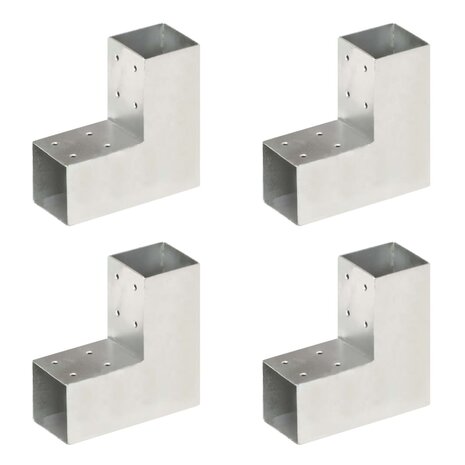 Paalverbindingen 4 st L-vorm 71x71 mm gegalvaniseerd metaal 1