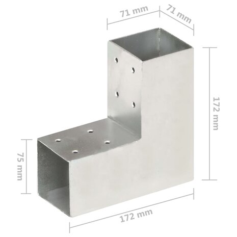 Paalverbindingen 4 st L-vorm 71x71 mm gegalvaniseerd metaal 7