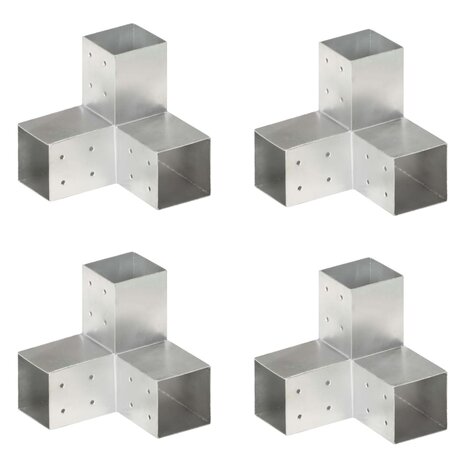Paalverbindingen 4 st Y-vorm 81x81 mm gegalvaniseerd metaal 1