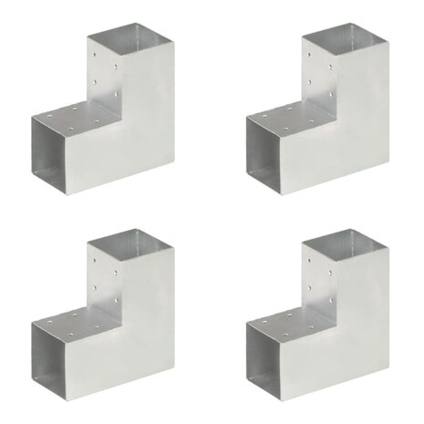 Paalverbindingen 4 st L-vorm 91x91 mm gegalvaniseerd metaal 1