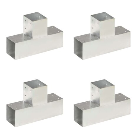 Paalverbindingen 4 st T-vorm 91x91 mm gegalvaniseerd metaal 1
