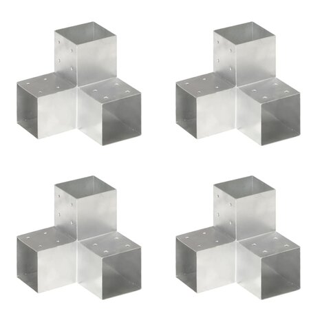 Paalverbindingen 4 st Y-vorm 101x101 mm gegalvaniseerd metaal 1