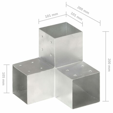 Paalverbindingen 4 st Y-vorm 101x101 mm gegalvaniseerd metaal 6