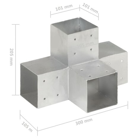 Paalverbindingen 4 st X-vorm 101x101 mm gegalvaniseerd metaal 7