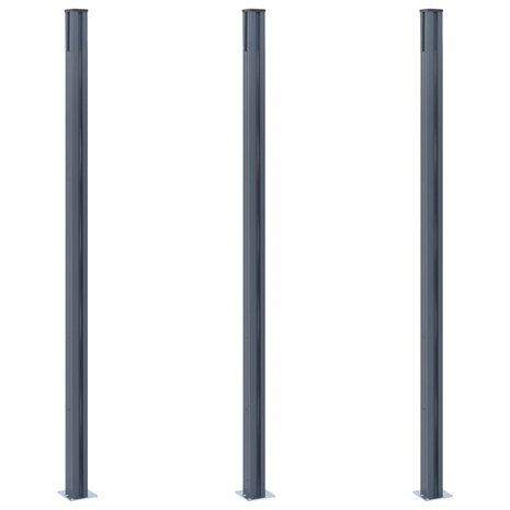 Schuttingpalen 3 st 185 cm aluminium donkergrijs 3