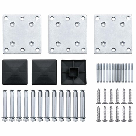 Schuttingpalen 3 st 185 cm aluminium donkergrijs 8