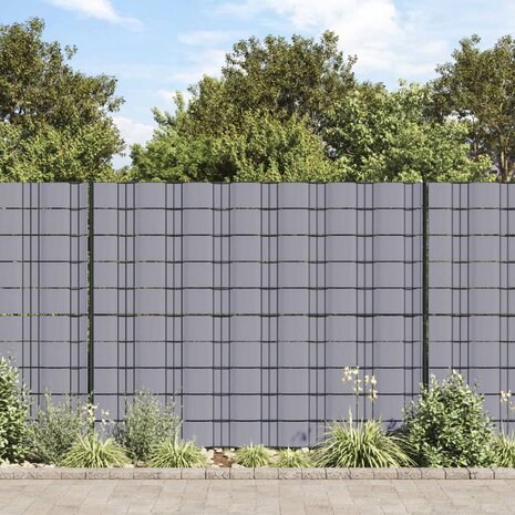 Tuinschermen 4 st 35x0,19 m PVC mat lichtgrijs 1