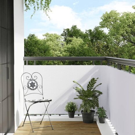 Balkonscherm 400x100 cm poly rattan wit 1