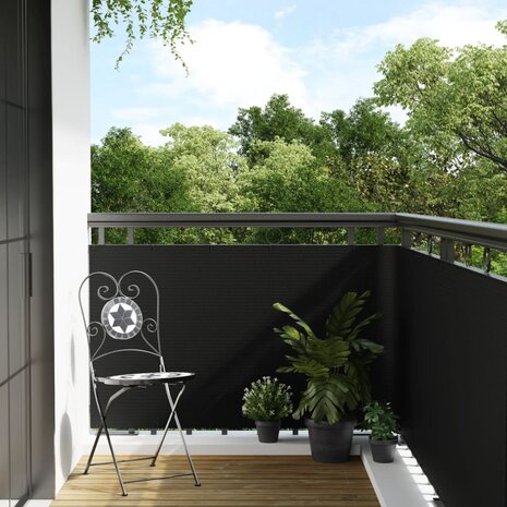 Balkonscherm 400x90 cm poly rattan zwart 1