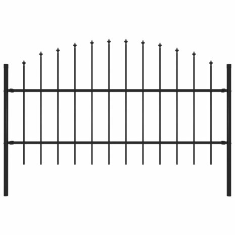 Tuinhek met speren bovenkant (0,75-1)x1,7 m staal zwart 1
