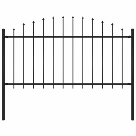 Tuinhek met speren bovenkant (1,25-1,5)x1,7 m staal zwart 1