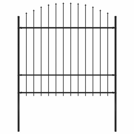 Tuinhek met speren bovenkant (1,5-1,75)x1,7 m staal zwart 1