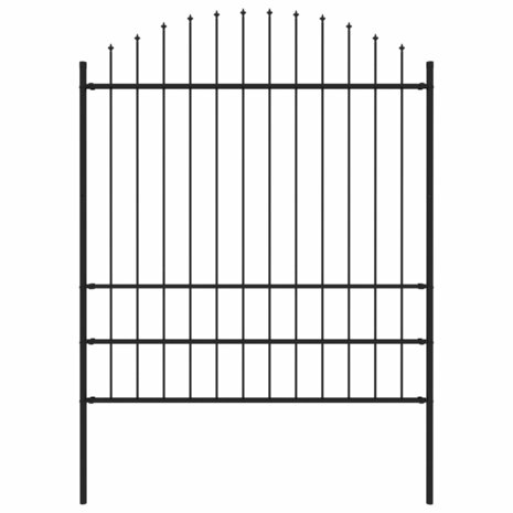 Tuinhek met speren bovenkant (1,75-2)x1,7 m staal zwart 1