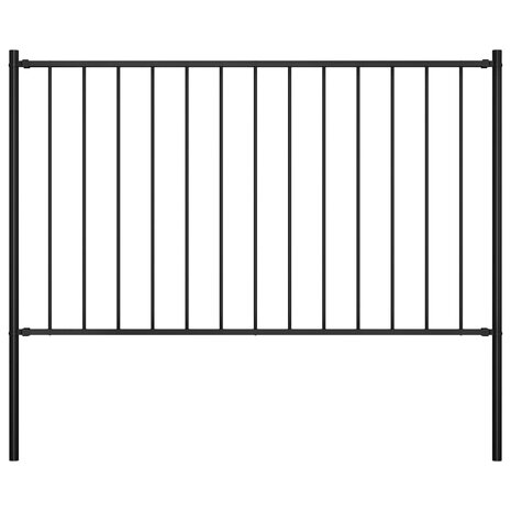 Hekpaneel met palen 1,7x0,75 m gepoedercoat staal zwart 1