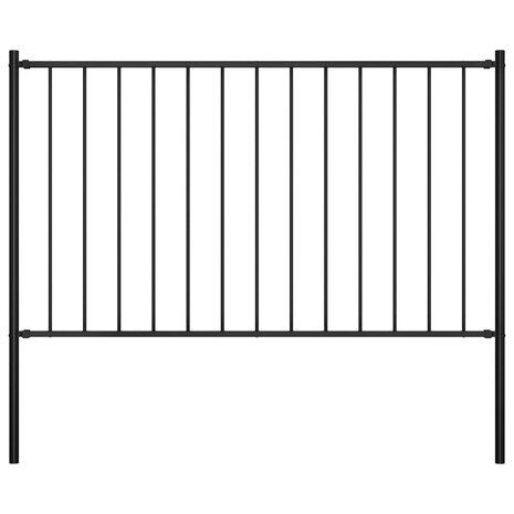 Hekpaneel met palen 1,7x1 m gepoedercoat staal zwart 1