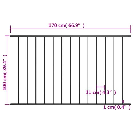 Hekpaneel 1,7x1 m gepoedercoat staal zwart 4