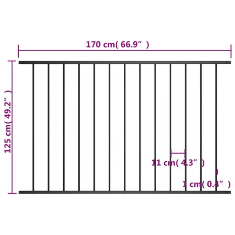 Hekpaneel 1,7x1,25 m gepoedercoat staal zwart 4