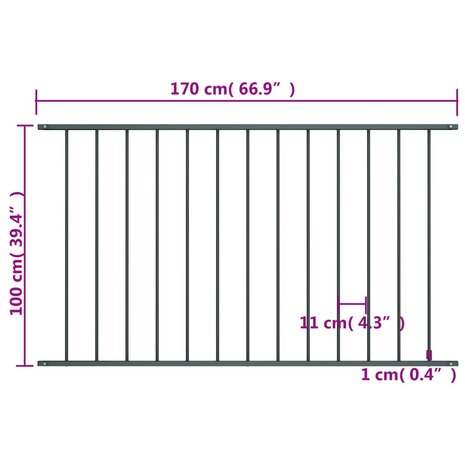 Hekpaneel 1,7x1 m gepoedercoat staal antraciet 4