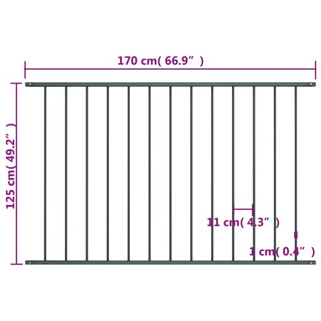 Hekpaneel 1,7x1,25 m gepoedercoat staal antraciet 4