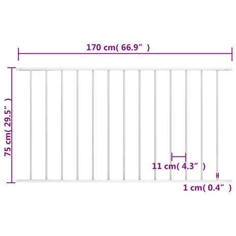 Hekpaneel 1,7x0,75 m gepoedercoat staal wit 4