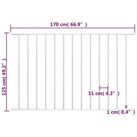 Hekpaneel 1,7x1,25 m gepoedercoat staal wit 4