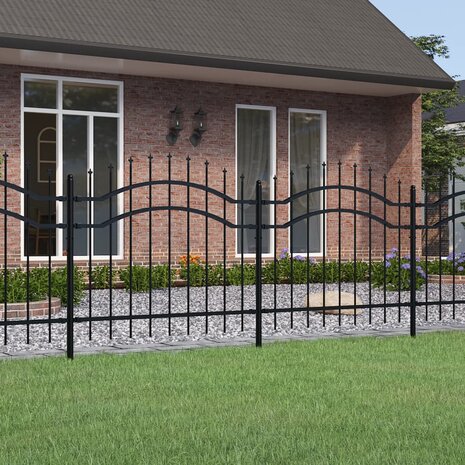 Tuinhek met spijlpunten 140 cm gepoedercoat staal zwart 1