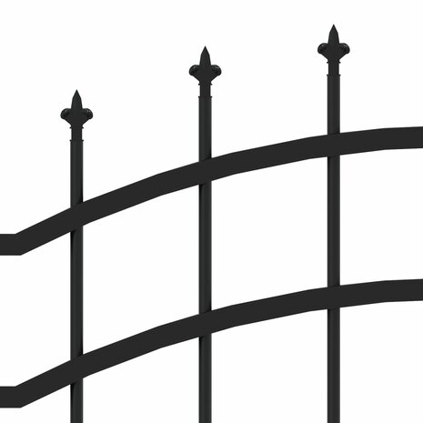 Tuinhek met spijlpunten 140 cm gepoedercoat staal zwart 4