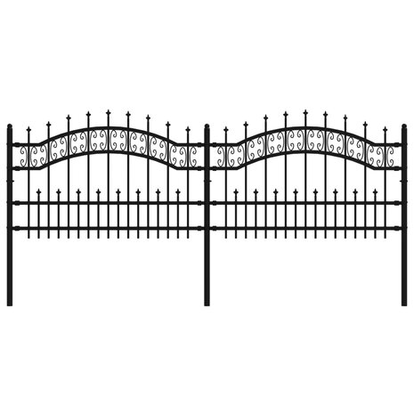 Tuinhek met spijlpunten 115 cm gepoedercoat staal zwart 2