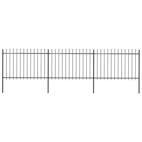 Tuinhek met speren bovenkant 5,1x1,2 m staal zwart 1