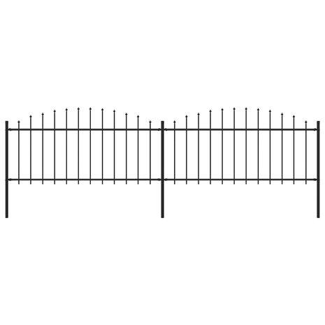 Tuinhek met speren bovenkant (0,5-0,75)x3,4 m staal zwart 1