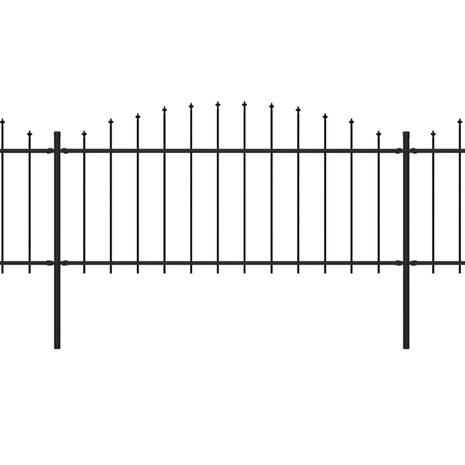 Tuinhek met speren bovenkant (0,5-0,75)x3,4 m staal zwart 2