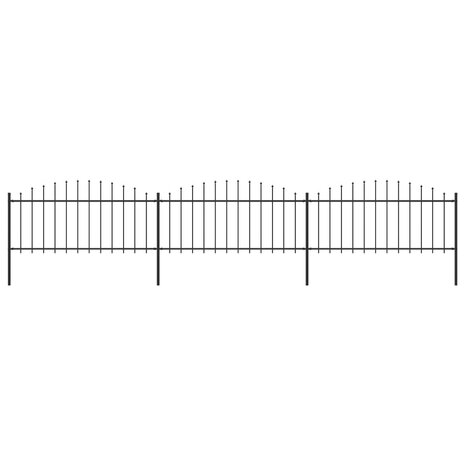 Tuinhek met speren bovenkant (0,5-0,75)x5,1 m staal zwart 1