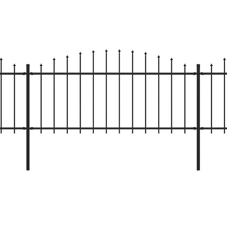 Tuinhek met speren bovenkant (0,5-0,75)x5,1 m staal zwart 2