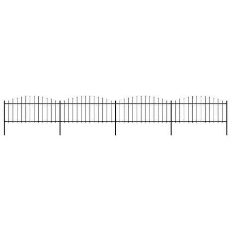 Tuinhek met speren bovenkant (0,5-0,75)x6,8 m staal zwart 1